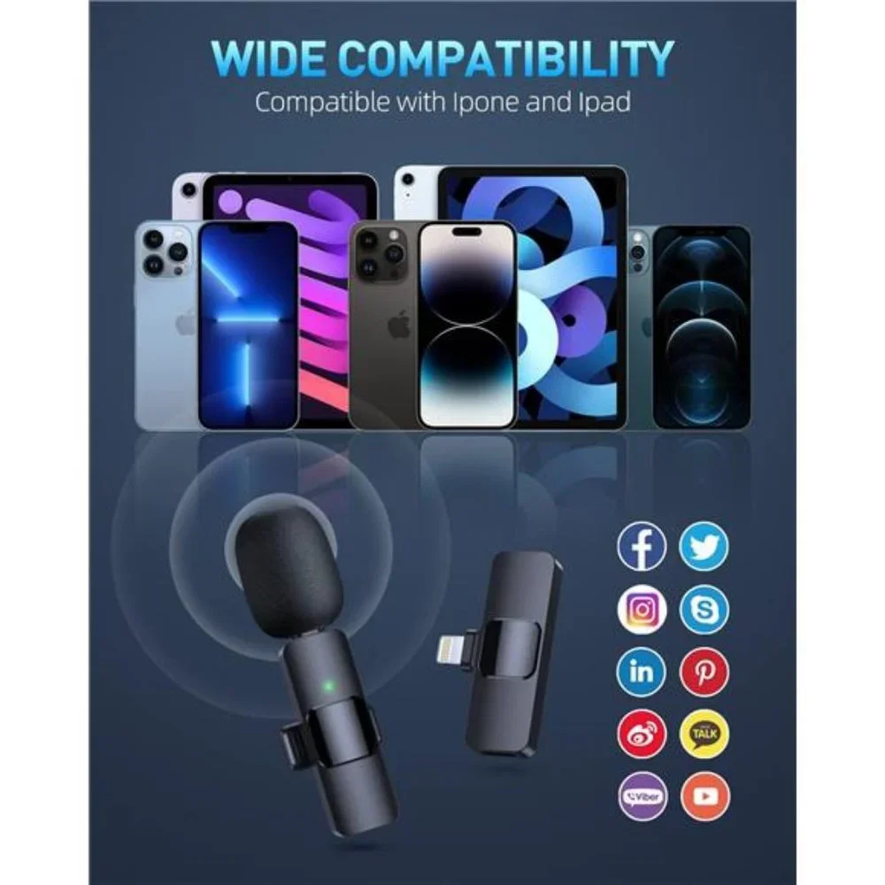 2 Pack Wireless Lavalier Microphones for iPhone - Crystal Clear Sound Quality